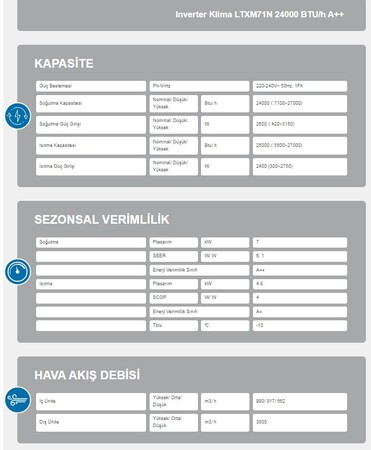 AIRFEL R32 (24BTU) INVERTER DUVAR TİPİ SPLİT KLİMA (TR.LTXM71N.01)