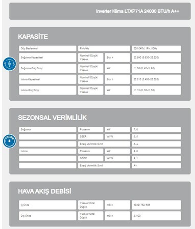 AIRFEL VISTA 24 BTU DUVAR TİPİ SPLİT KLİMA (TR.LTXP71A.01)